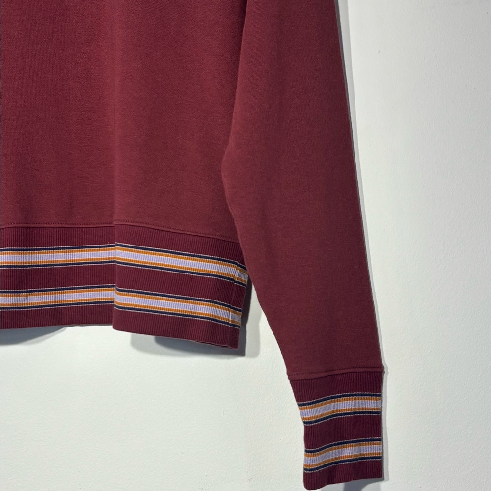 Madewell Burgundy Stripe-Trim Crew Sweatshirt Size S - Picture 4 of 6